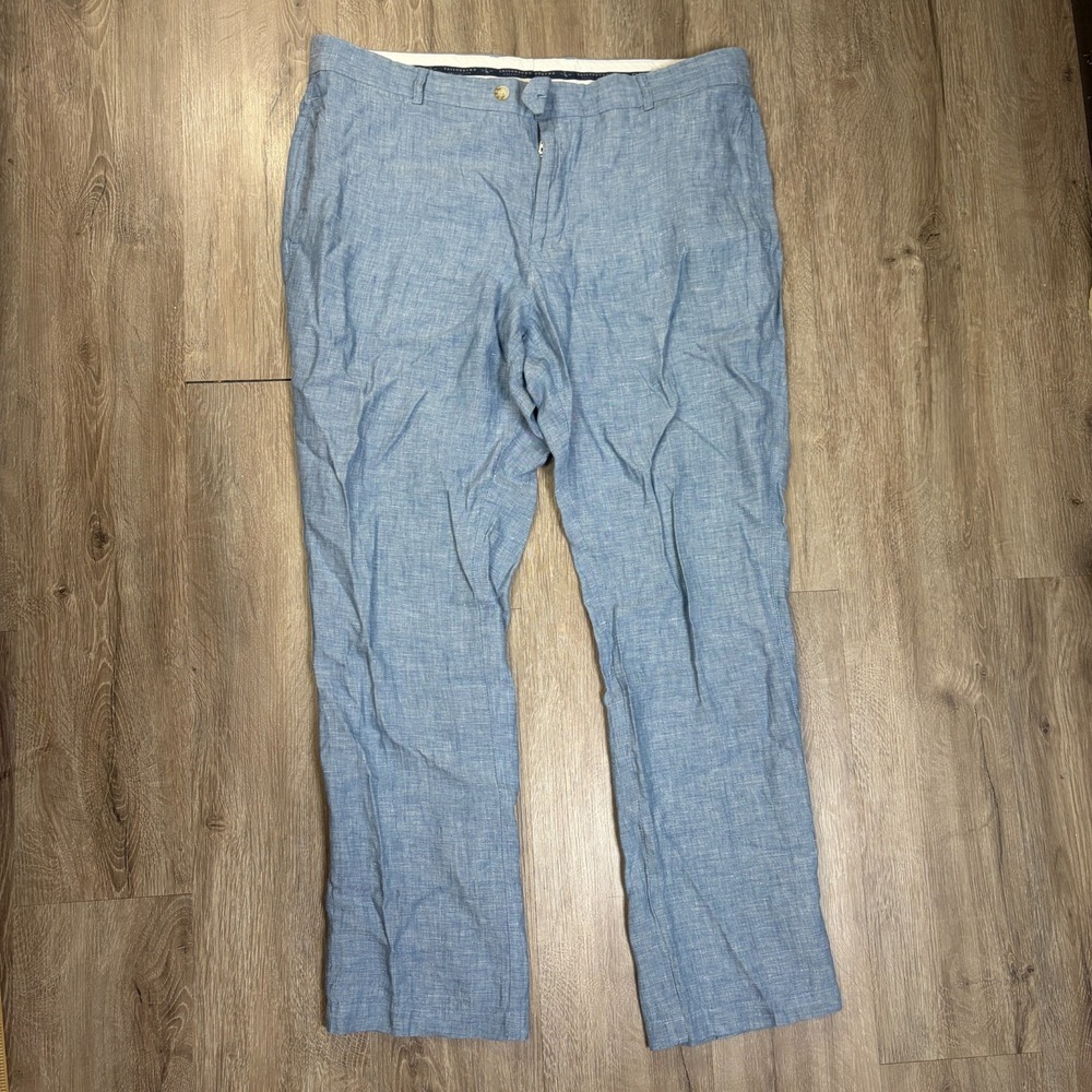 Tailorbyrd 100% Linen Pants Mens 40x32 Blue Relaxed Lightweight Light Blue